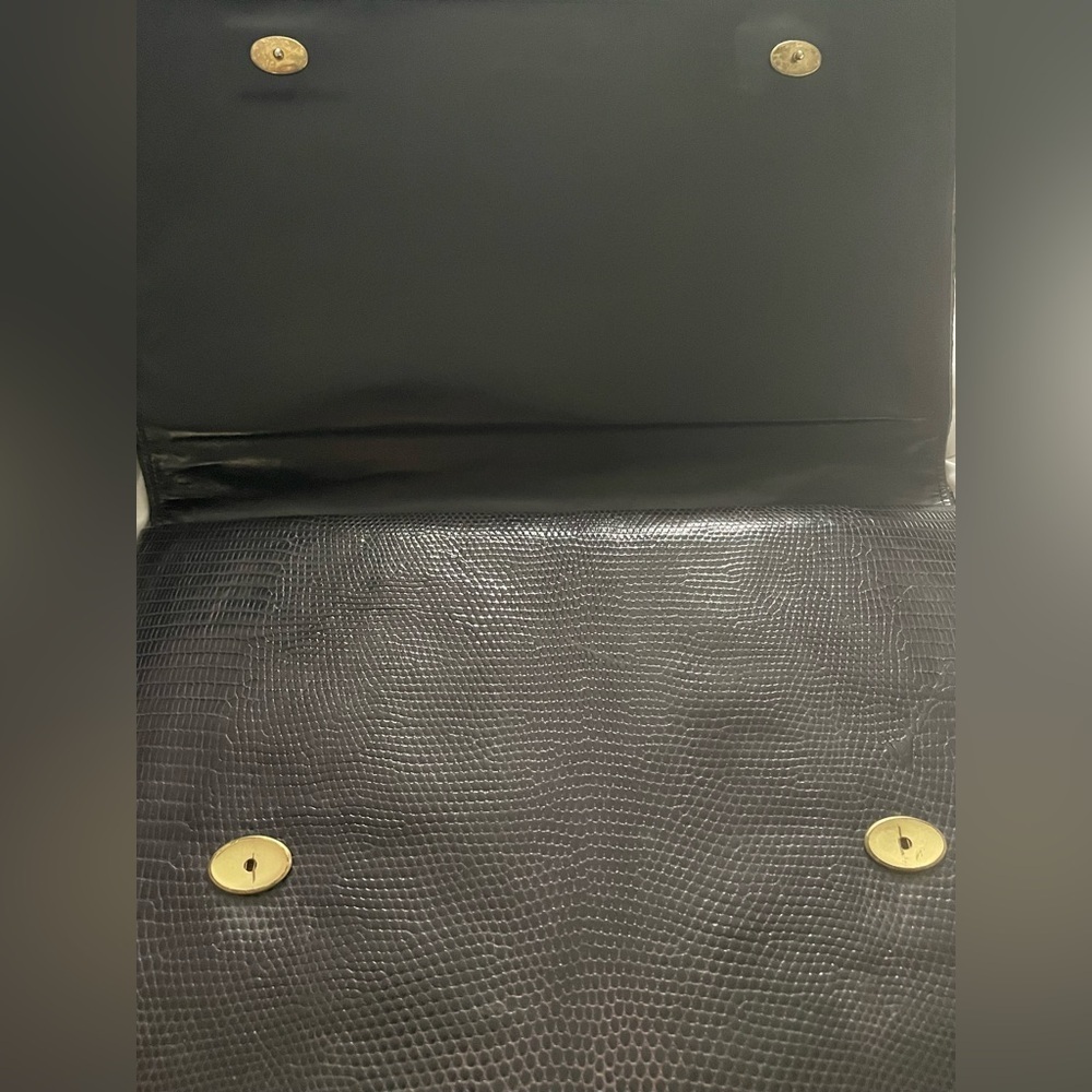 Vintage Black Large clutch embossed snake skin - Picture 3 of 4